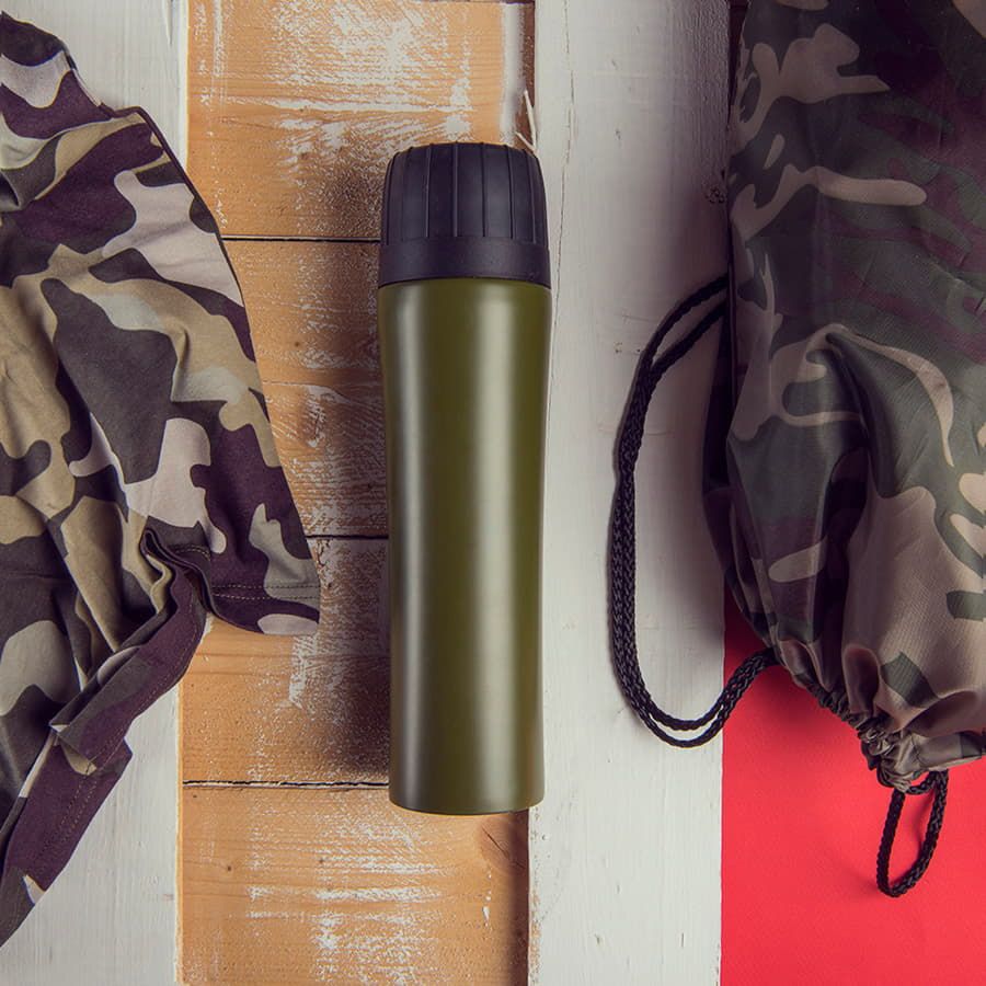 Термос вакуумный "Warrior",зеленый, сталь, 900 мл