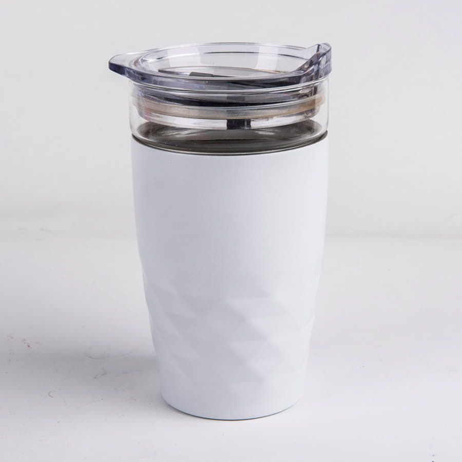 Термокружка вакуумная "Cristal"; белый; 350 мл; металл; стекло