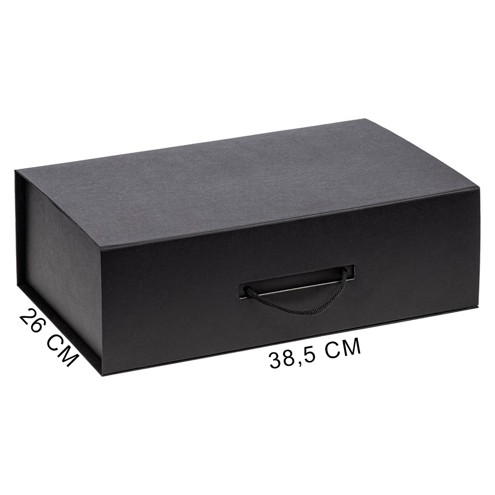 Подарочная коробка, размер 39*26,3*11 см, Solution Prestige Big Case Soft с магнитным клапаном и ручкой , с EVA ложементом 36,8*25,1*4 см под индивидуальную вырубку  , черная