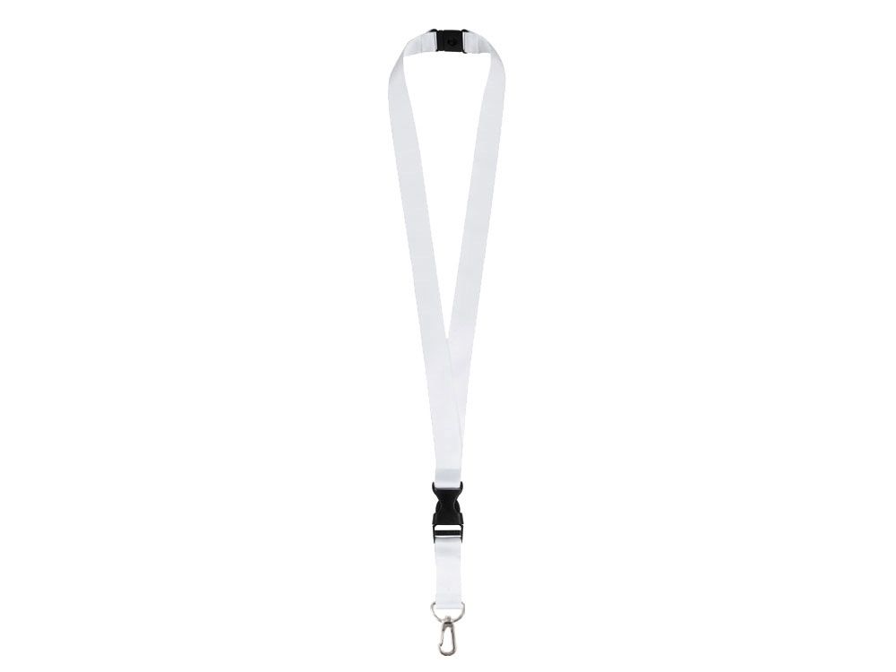 Ланъярд 2 см под сублимацию с карабином, межуровневым замком и замком обрыва, серебристый