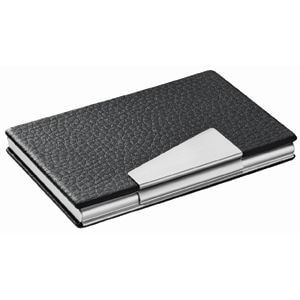 Визитница; черный; 9,6х6,5х1,2 см; искусственная кожа, металл