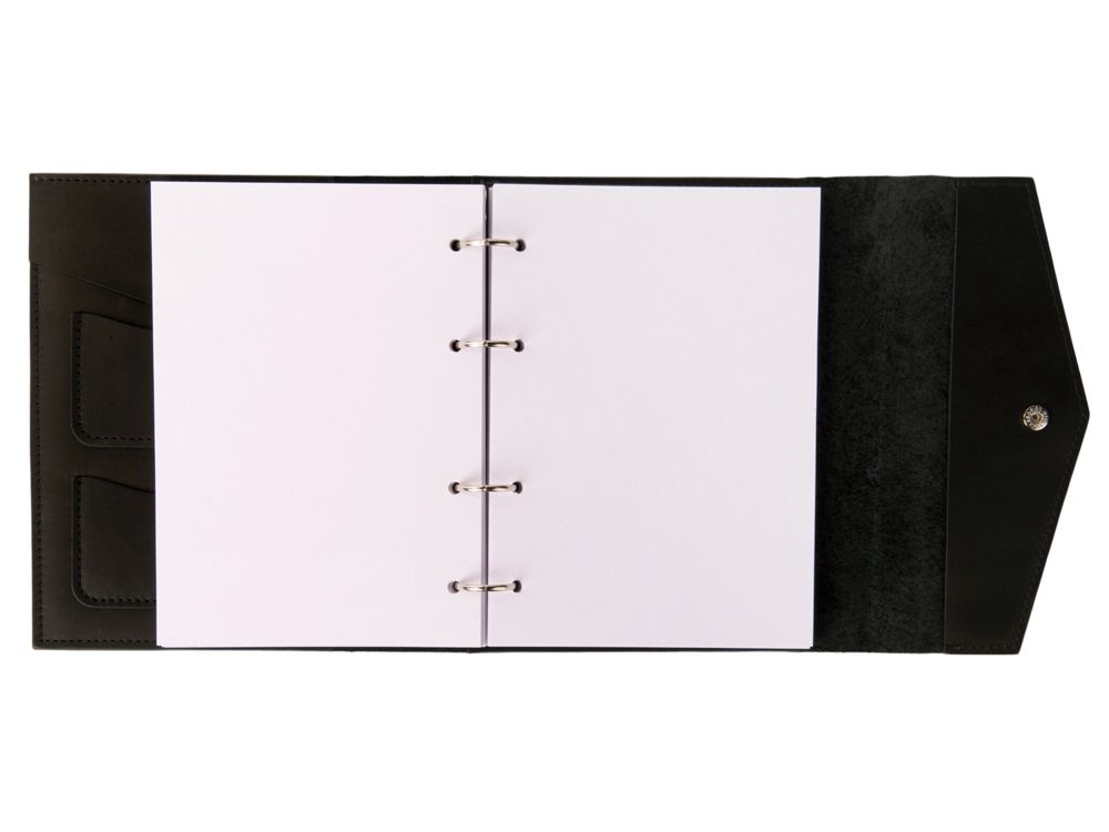 Блокнот кожаный А5 на кольцах, черный