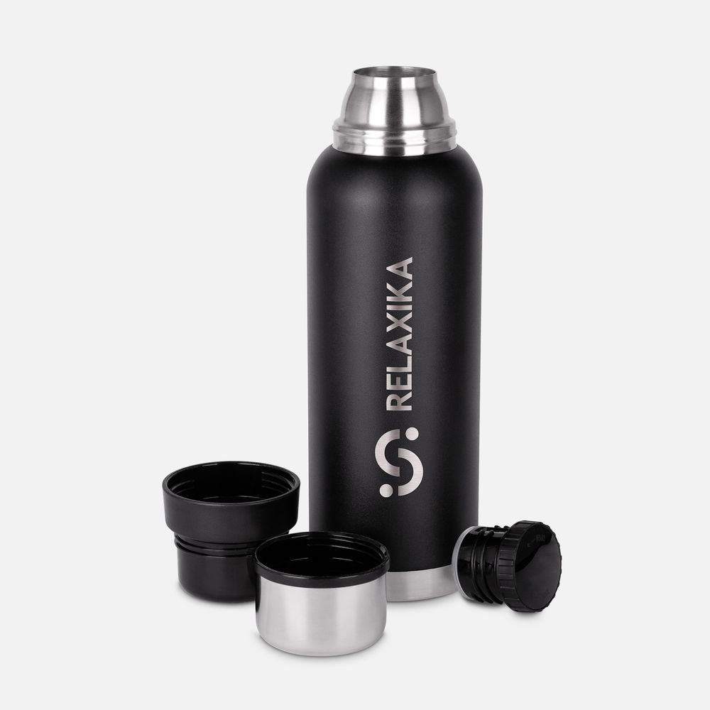 Термос Relaxika 1200 со стикерпаком, черный Термос Relaxika 1200 со стикерпаком, черный