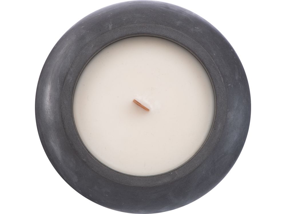 Круглая свечка в бетоне, фитиль дерево, oud wood