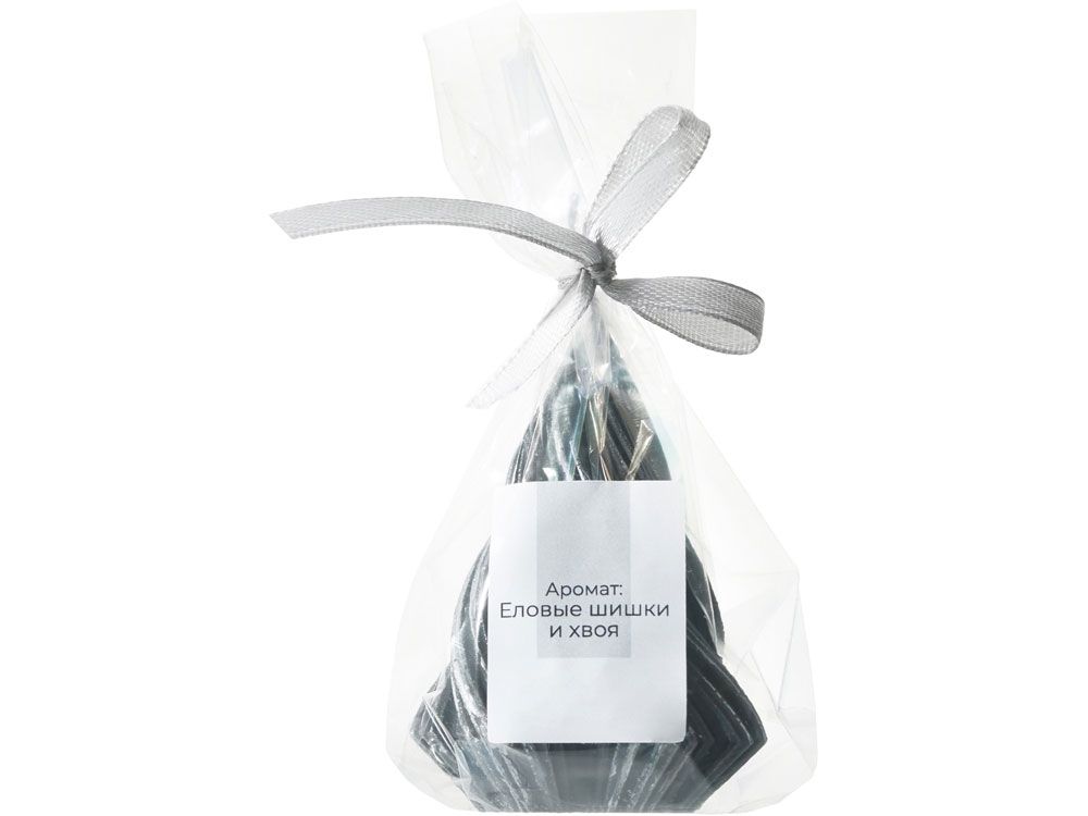 Свеча "Елка", ароматическая, черная с серебристым напылением