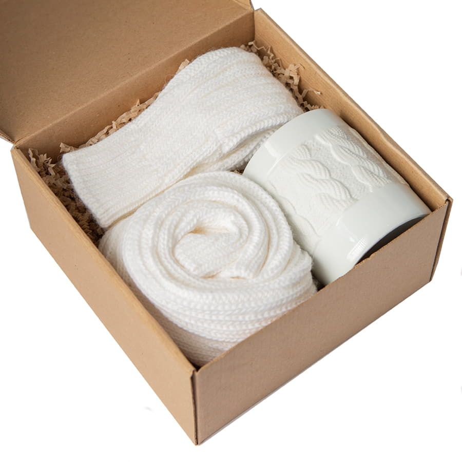 Набор подарочный WINTER WELL: кружка, варежки, носки, белый