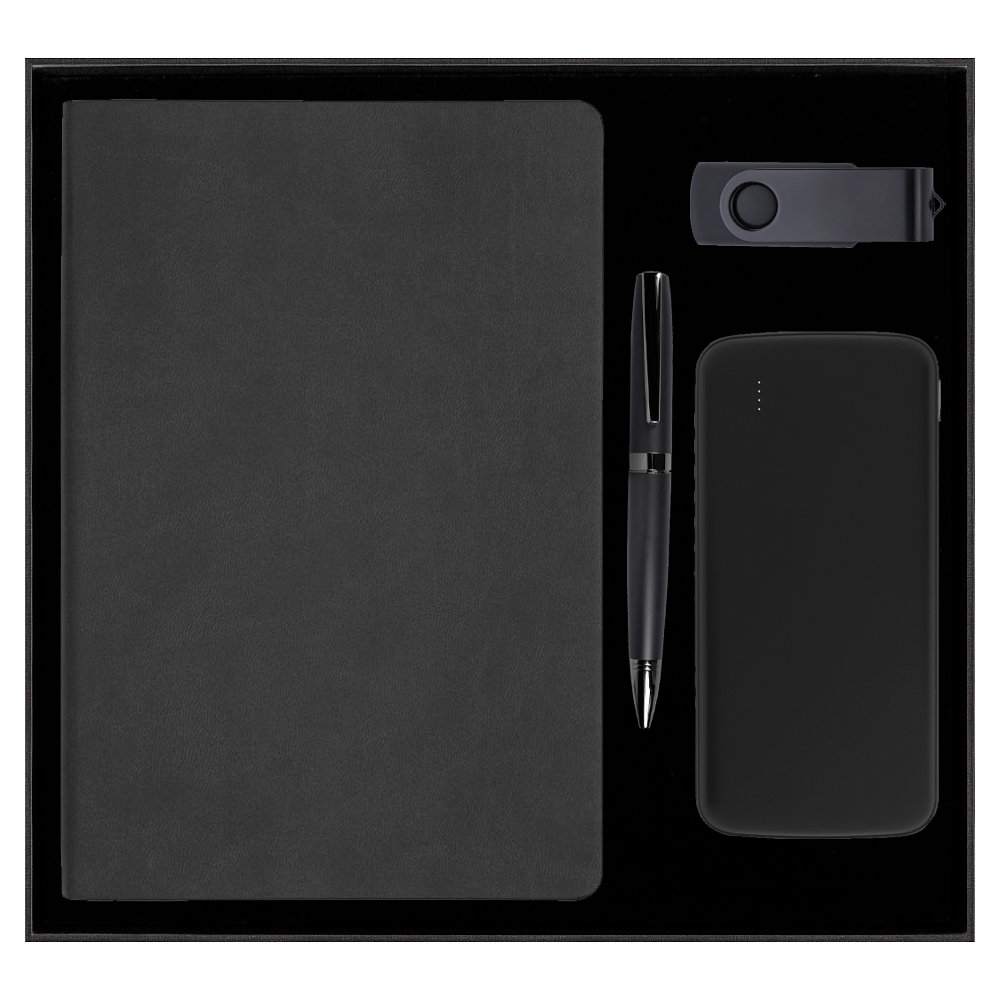 Набор подарочный Solution Prestige Quadro (ежедневник, флешка, внешний аккумулятор, ручка)