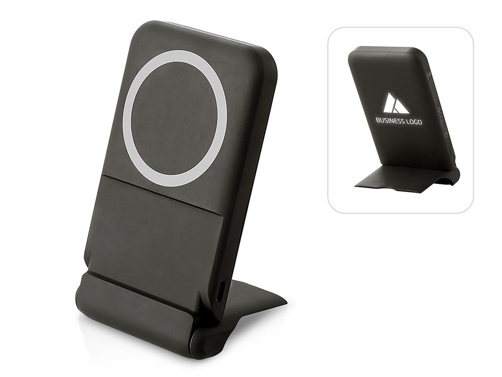 Беспроводной внешний аккумулятор с подсветкой лого и подставкой «Magflash», 10000 мАч, 15 Вт