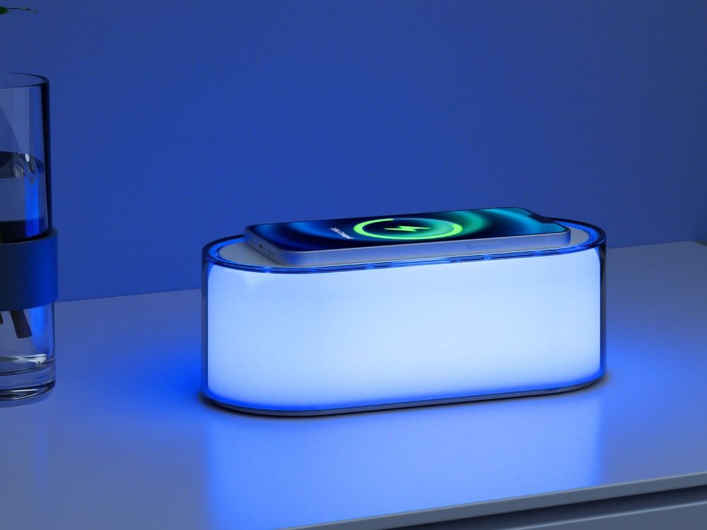 Ночник с беспроводной зарядкой и RGB подсветкой "Miracle", 15 Вт, белый