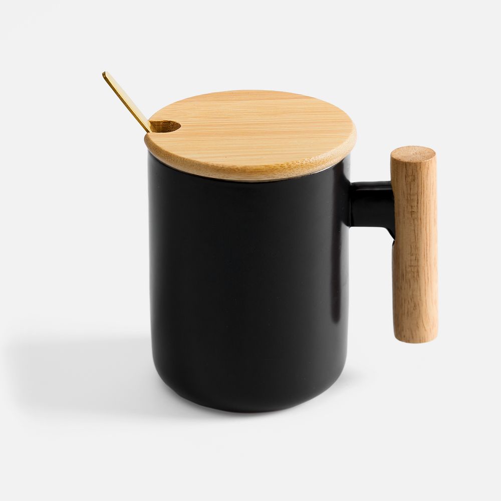 Кружка с ложкой Eco Fusion, черная Кружка с ложкой Eco Fusion, черная