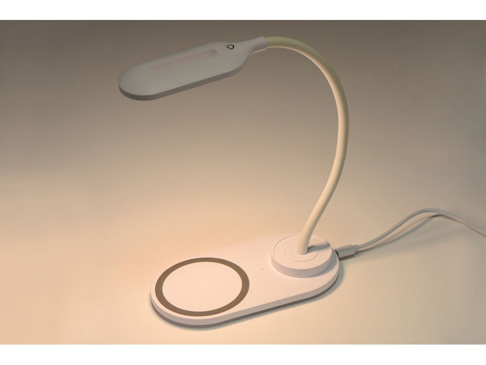 Настольный светильник с беспроводной зарядкой "Flamp", белый