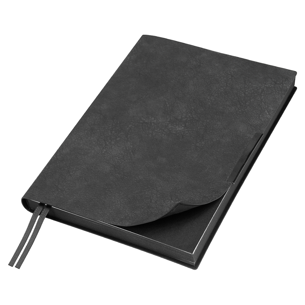 Ежедневник Flexy Foggia Shamois B5, черный, недатированный, в гибкой обложке, в подарочной коробке