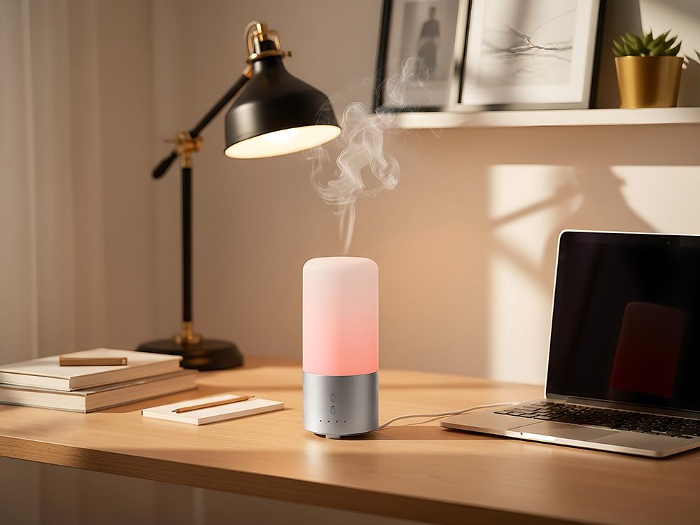 Увлажнитель воздуха с подсветкой "Breathe", белый/серебристый