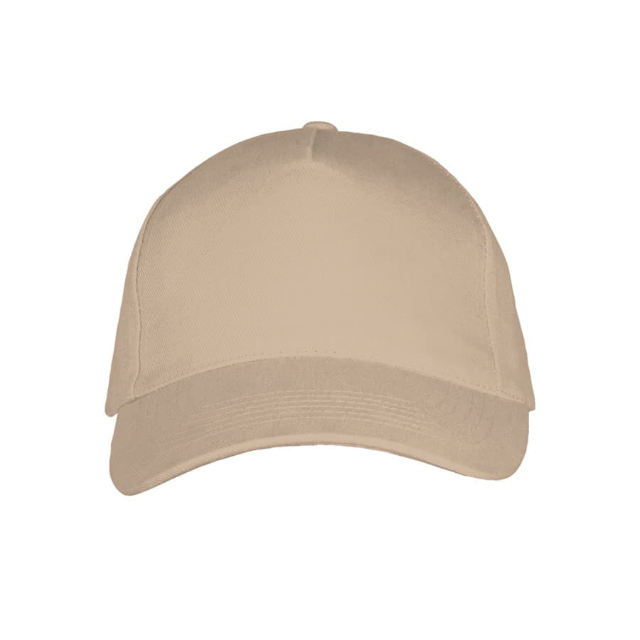 Бейсболка "LONG BEACH", 5 клиньев, метал. застежка, бежевый, 100% хлопок, плотность 260 г/м2