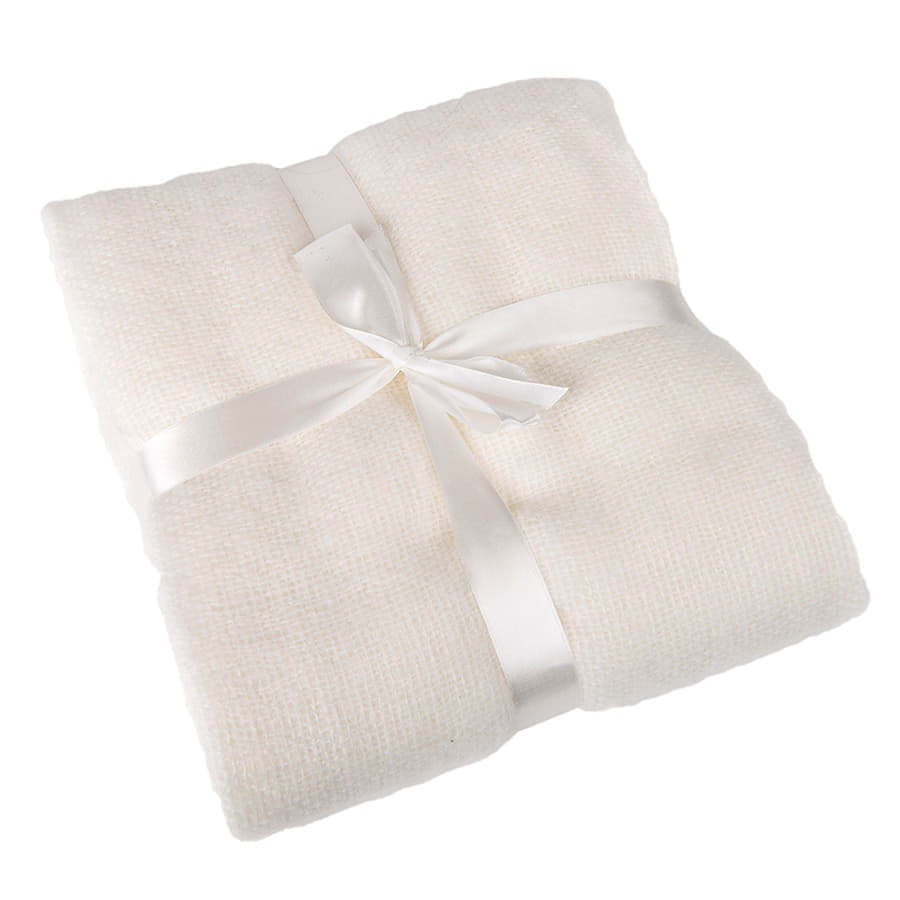 Плед "MOHAIR",  белый,  130х150 см; акрил,  