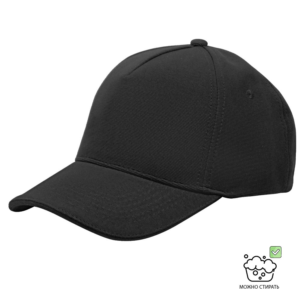 Кепка 5-панельная Ottoman 300, полиэстр, c черным сендвичем, черная