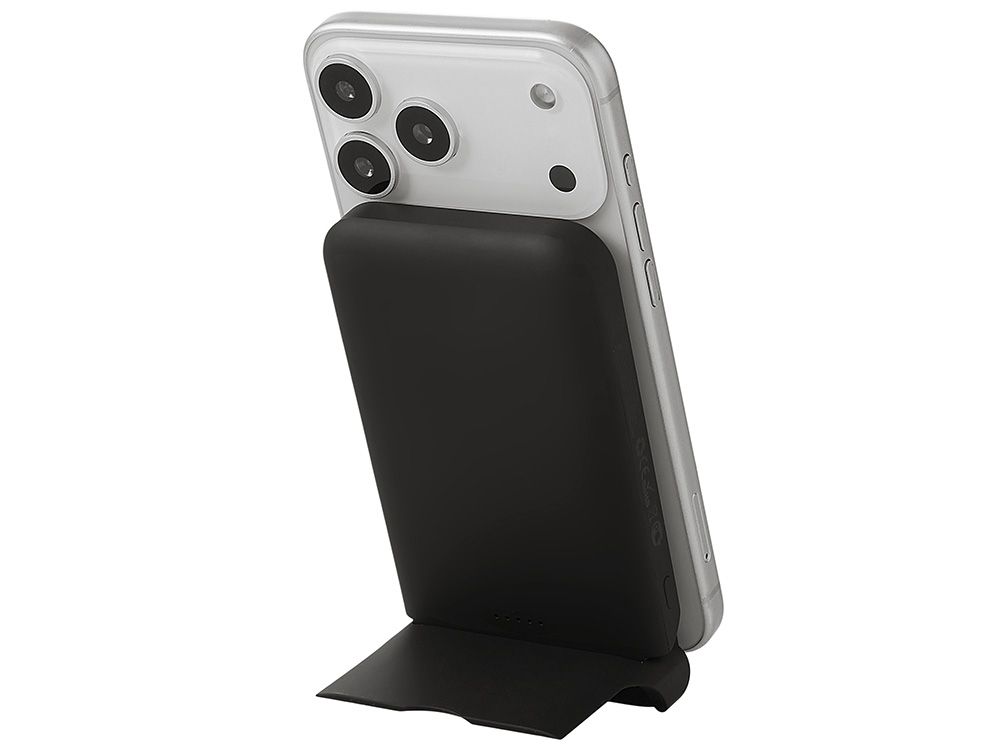 Беспроводной внешний аккумулятор с подсветкой лого и подставкой «Magflash», 10000 мАч, 15 Вт, черный