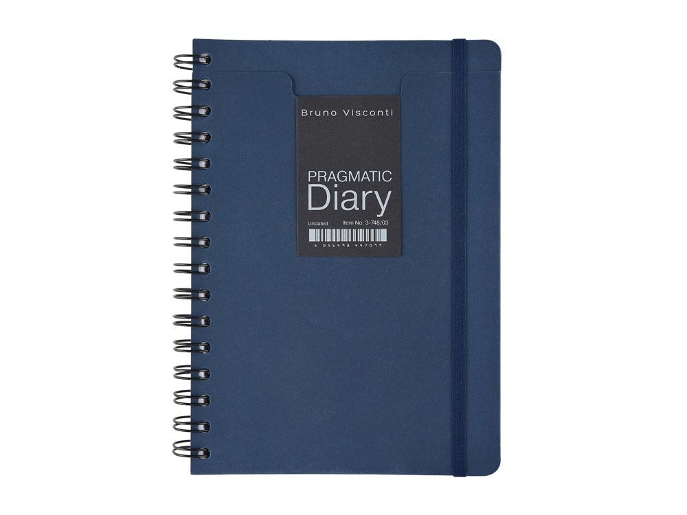 Ежедневник недатированный на гребне А5 "Pragmatic", темно-синий