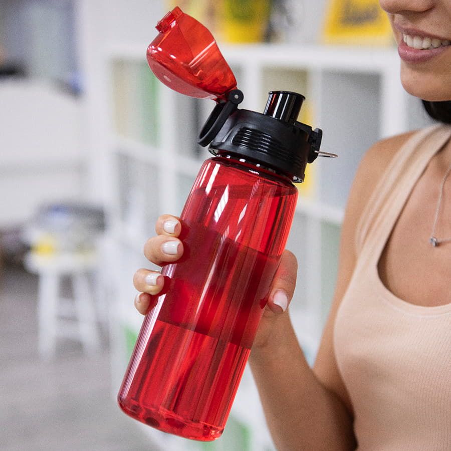 Бутылка для воды FLASK, 800 мл; 25,2х7,7см, красный, пластик