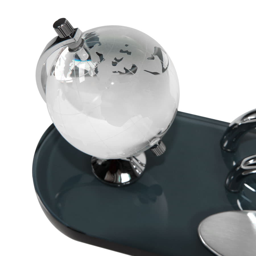 Набор настольный: подставка для визиток, авторучка "ГЛОБУС"; 21,5х8,5х10,3 см; металл, стекло