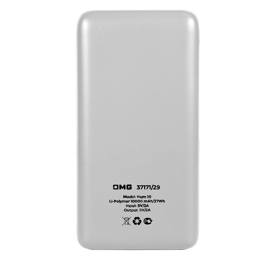 Универсальный аккумулятор OMG Num 10 (10000 мАч), белый, 13,9х6.9х1,4 см