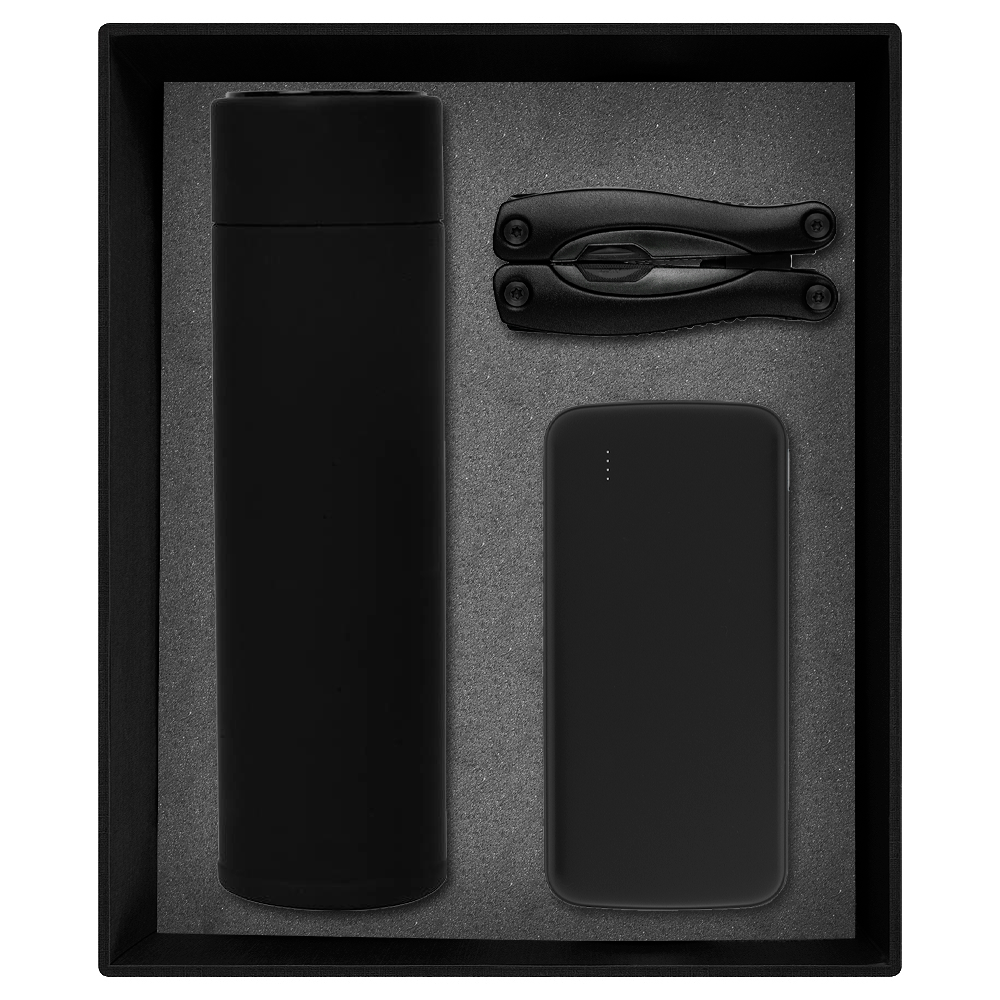 Набор подарочный Solution Prestige Trio (внешний аккумулятор, мультитул, термос), черный