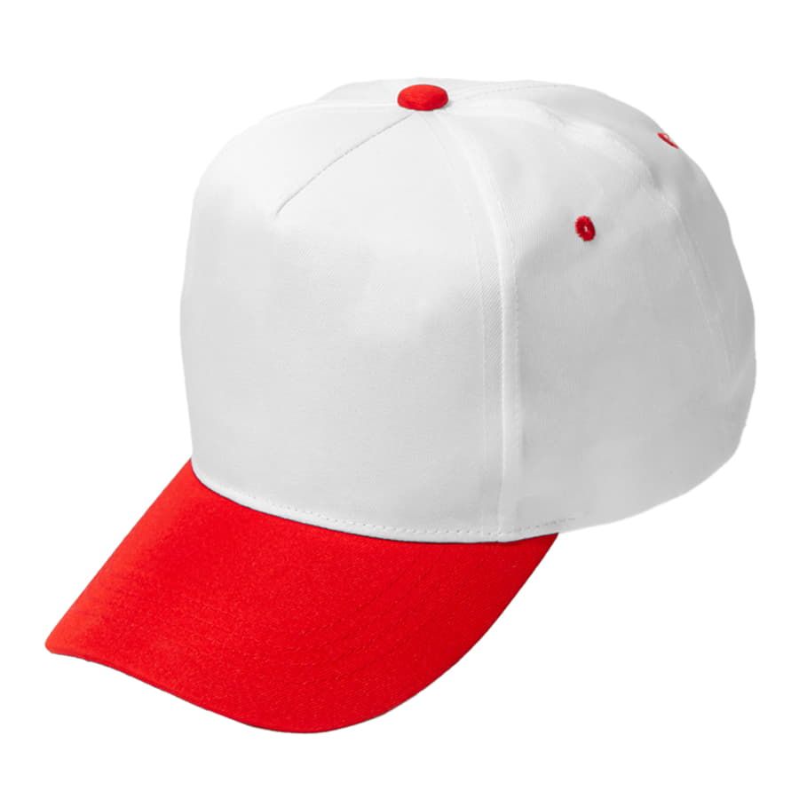 Бейсболка "Joker", 5 клиньев,  застежка на липучке; белый/красный; 100% п/э; плотность 140 г/м2