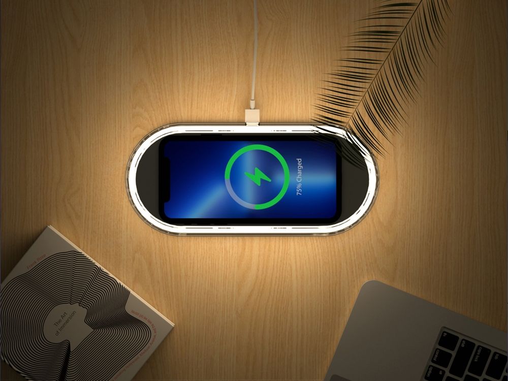 Ночник с беспроводной зарядкой и RGB подсветкой "Miracle", 15 Вт, белый