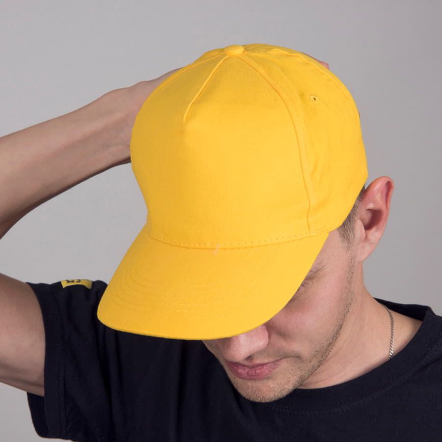 Бейсболка "Optima S", 5 клиньев, металлическая застежка; желтый; 100% хлопок; плотность 175 г/м2