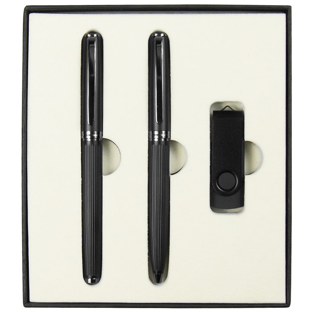 Набор подарочный Solution Prestige Trio (шариковая ручка, ручка роллер, флешка)