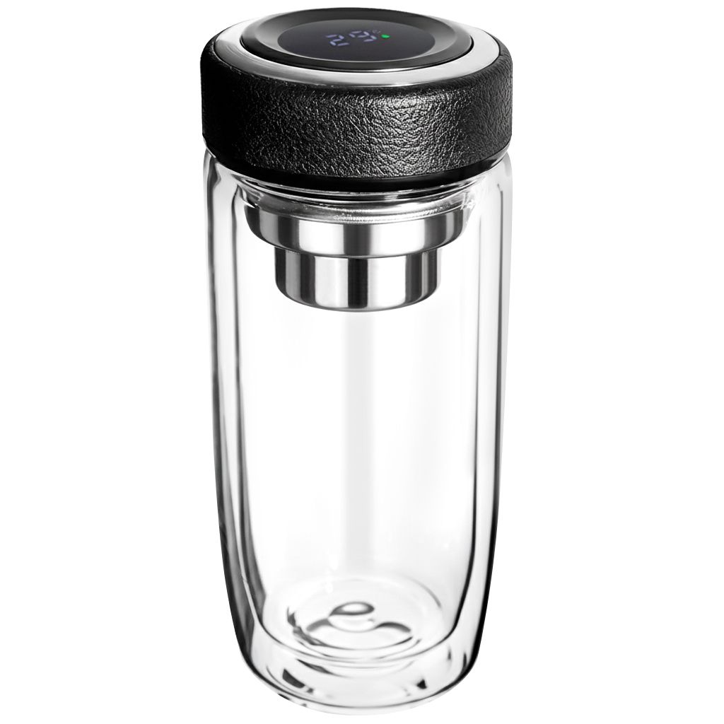 Термос стеклянный с LED-дисплеем Smartview, чёрный