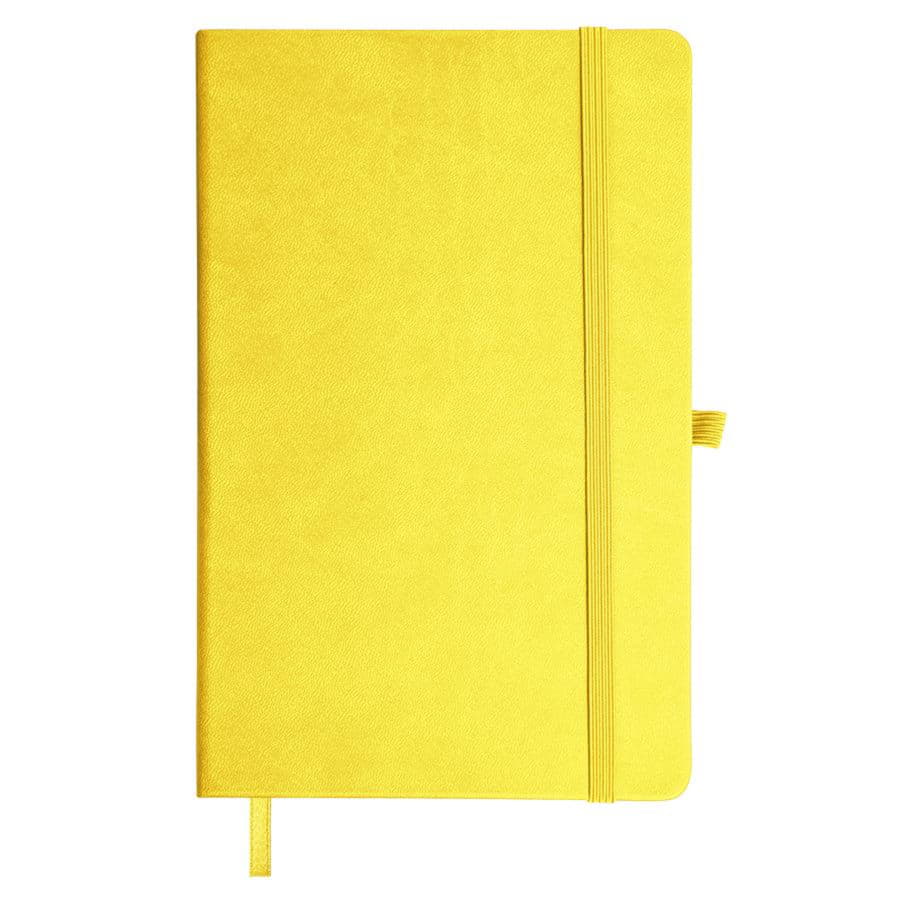 Бизнес-блокнот "Justy", 130*210 мм, желтый, твердая обложка,  резинка 7 мм, блок-линейка, тиснение, 