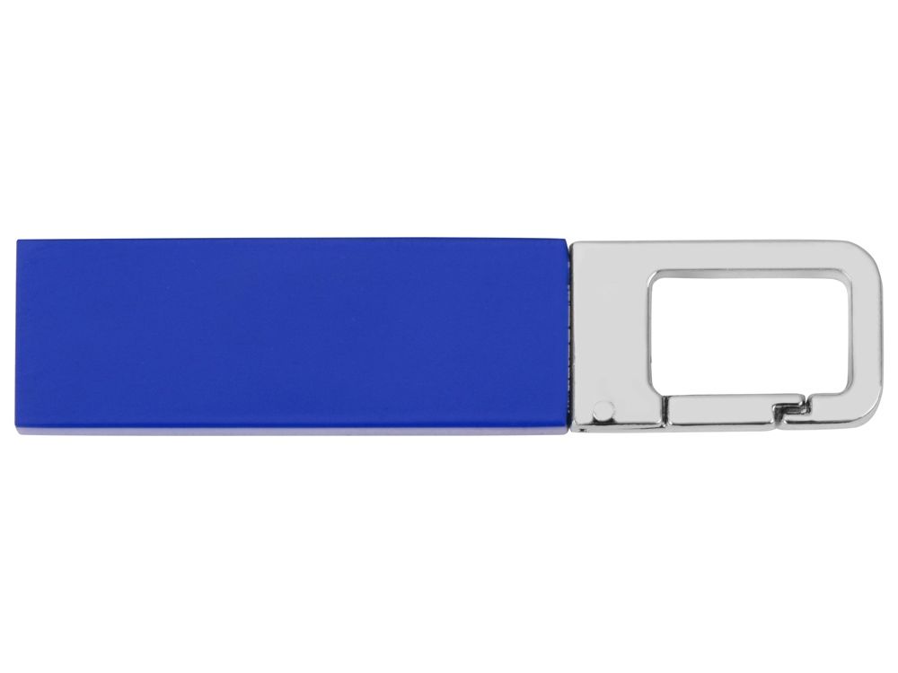 Флеш-карта USB 2.0 16 Gb с карабином "Hook", синий/серебристый