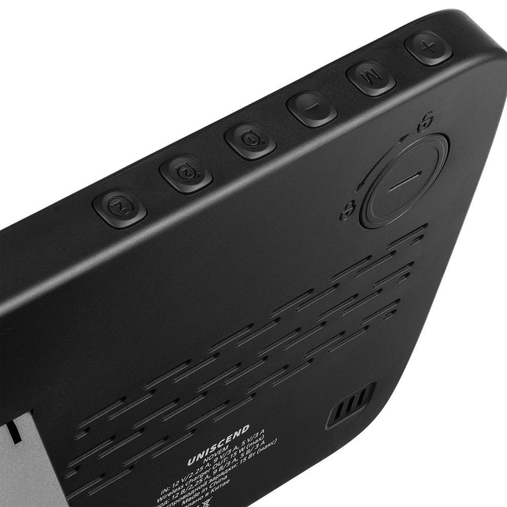 Станция беспроводной зарядки с часами и календарем и подсветкой лого Novem, черная