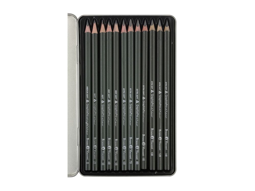 Набор чернографитовых карандашей  "Sketch & Art" ,12 шт. b-14b,  металлическая коробка с ложементом