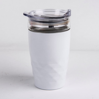 Термокружка вакуумная "Cristal"; белый; 350 мл; металл; стекло