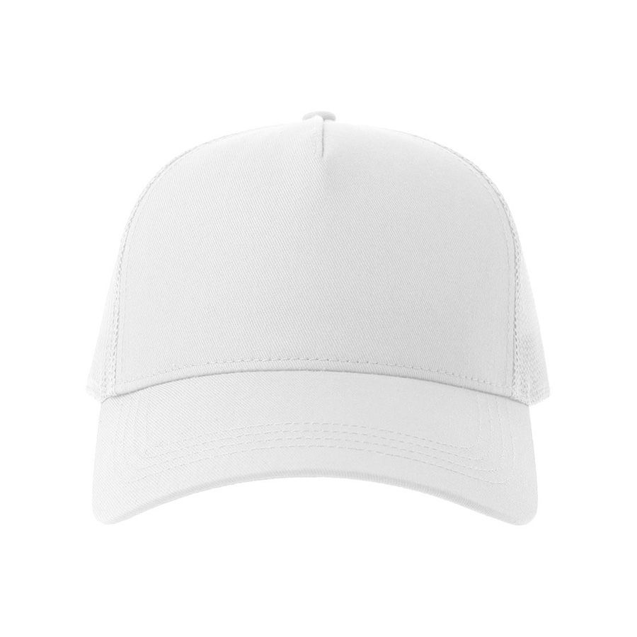 Бейсболка RAPPER COTTON-S, пластиковая застёжка, 5 клиньев, белый, 100% хлопок, сетка - 100% переработанный полиэстер, 280 г/м2