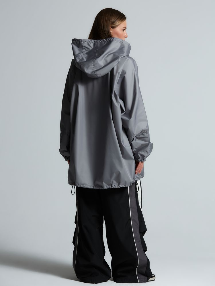 Дождевик-анорак Hard Work, укороченный, серый, единый размер Дождевик-анорак Hard Work, укороченный, серый, единый размер