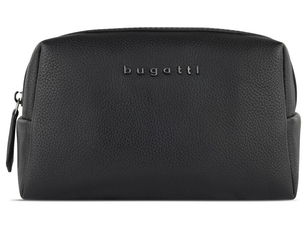 Косметичка BUGATTI БЕЛЛА | BELLA, чёрная, воловья кожа/полиэстер, 19х8,5х11 см