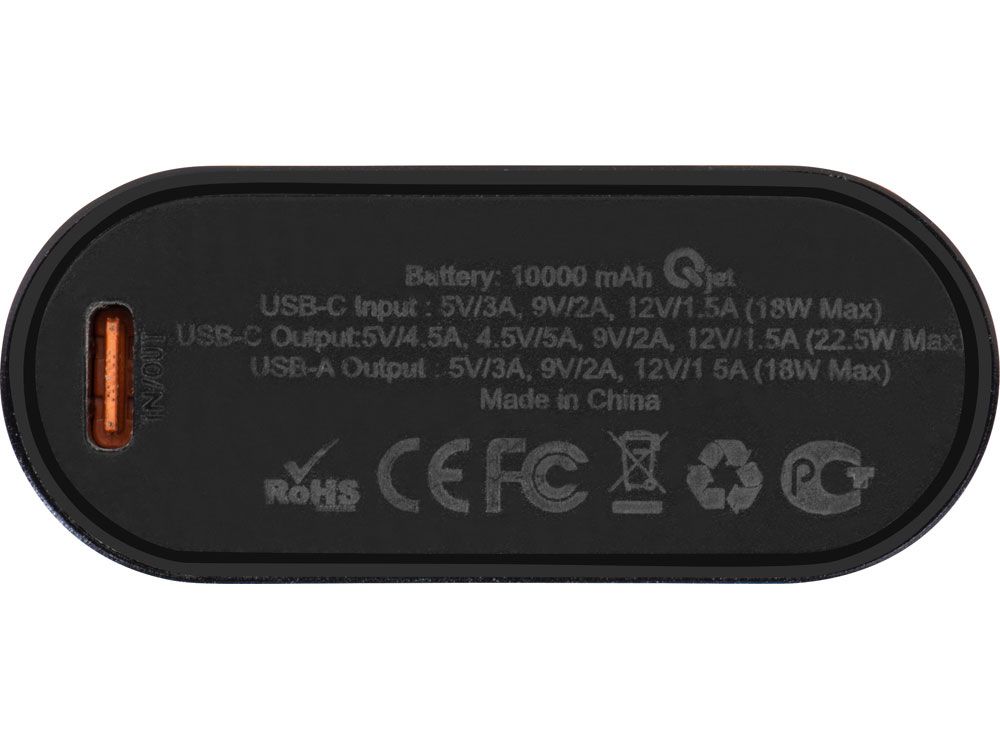 Внешний аккумулятор с QC/PD "Qwik", 10000 mah, черный