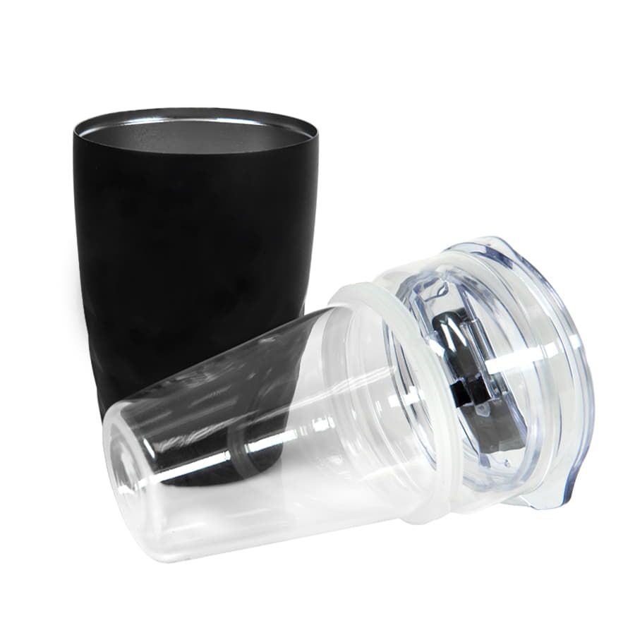 Термокружка вакуумная "Cristal"; белый; 350 мл; металл; стекло