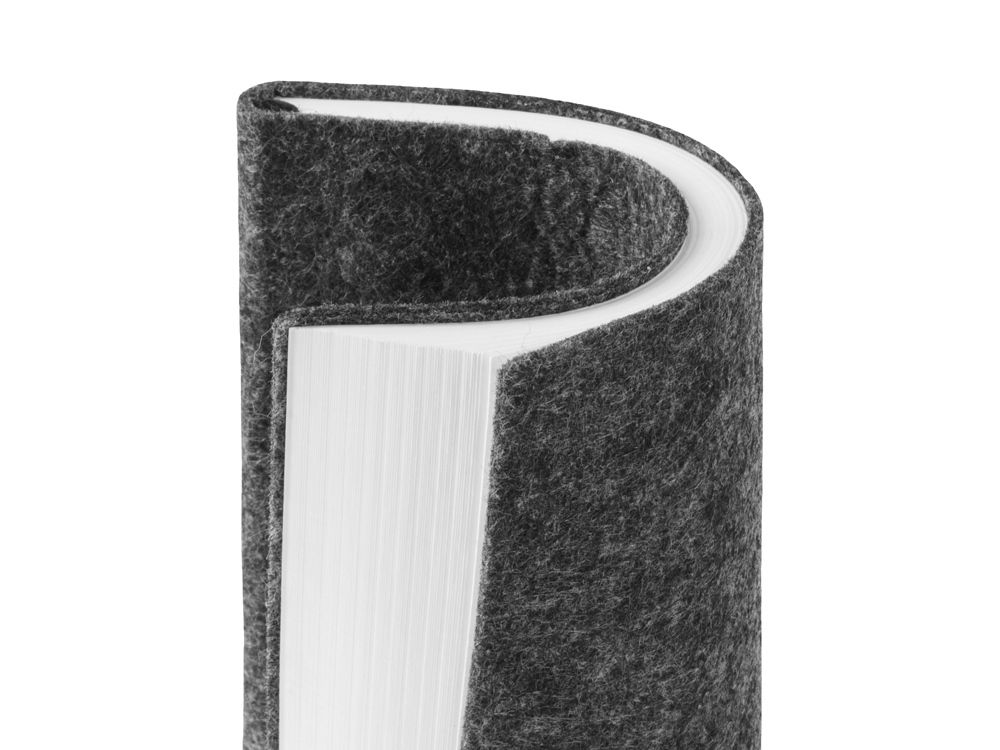 Блокнот из RPET-фетра А5 "Felt", гибкая обложка, 80 листов 70 гр/м2 белой бумаги, темно-серый