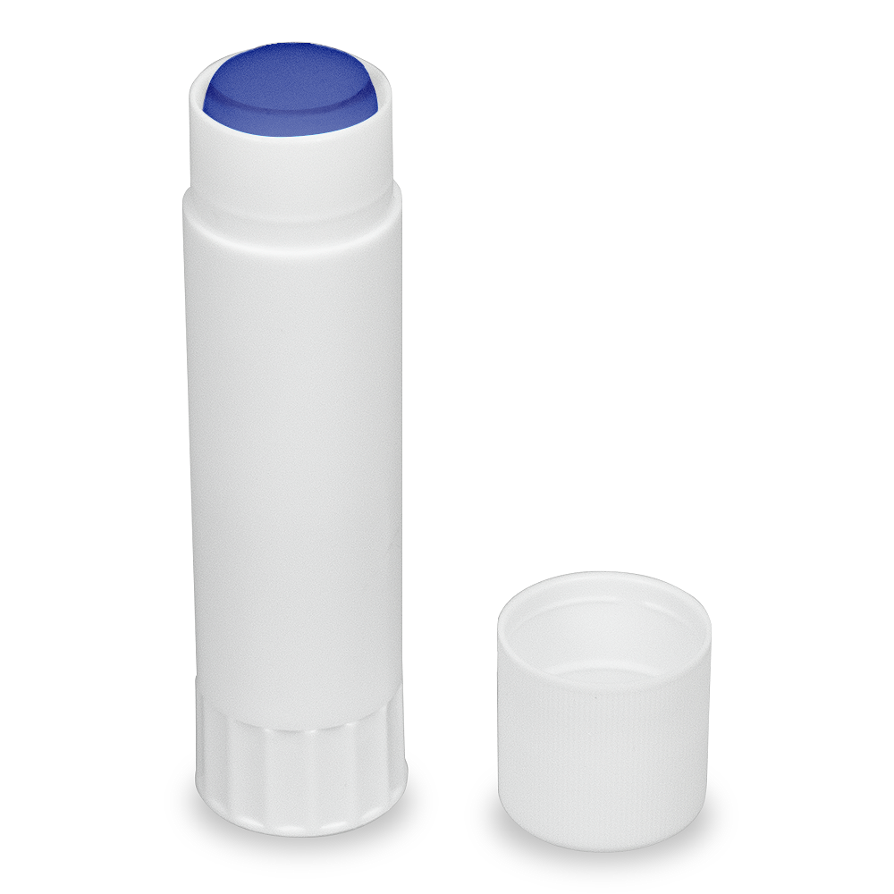 Клей-карандаш PVP, 21 гр, корпус белый, пластиковый, цвет клея - синий