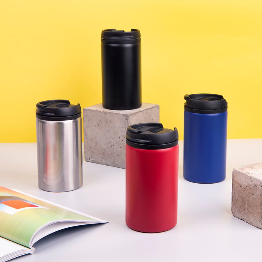 Термокружка CAN, 300мл. красный, нержавеющая сталь, пластик