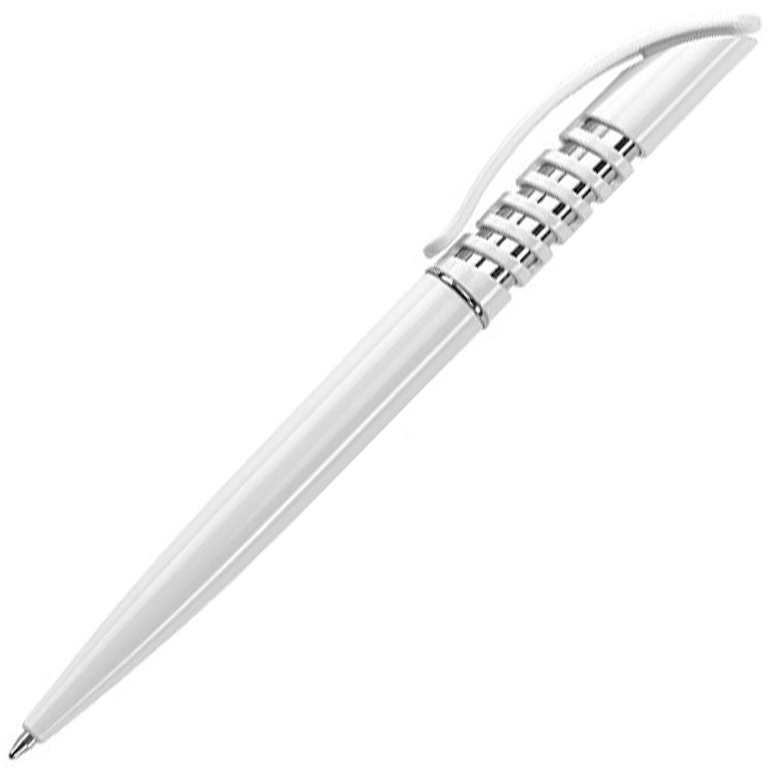 Ручка шариковая, пластиковая, белая/серебристая