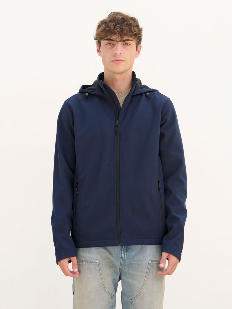 Куртка софтшелл с капюшоном мужская Race Men, темно-синяя, размер S