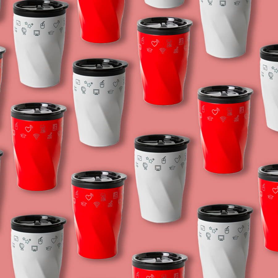 Термокружка BASIC, 350 мл; белый; металл/пластик