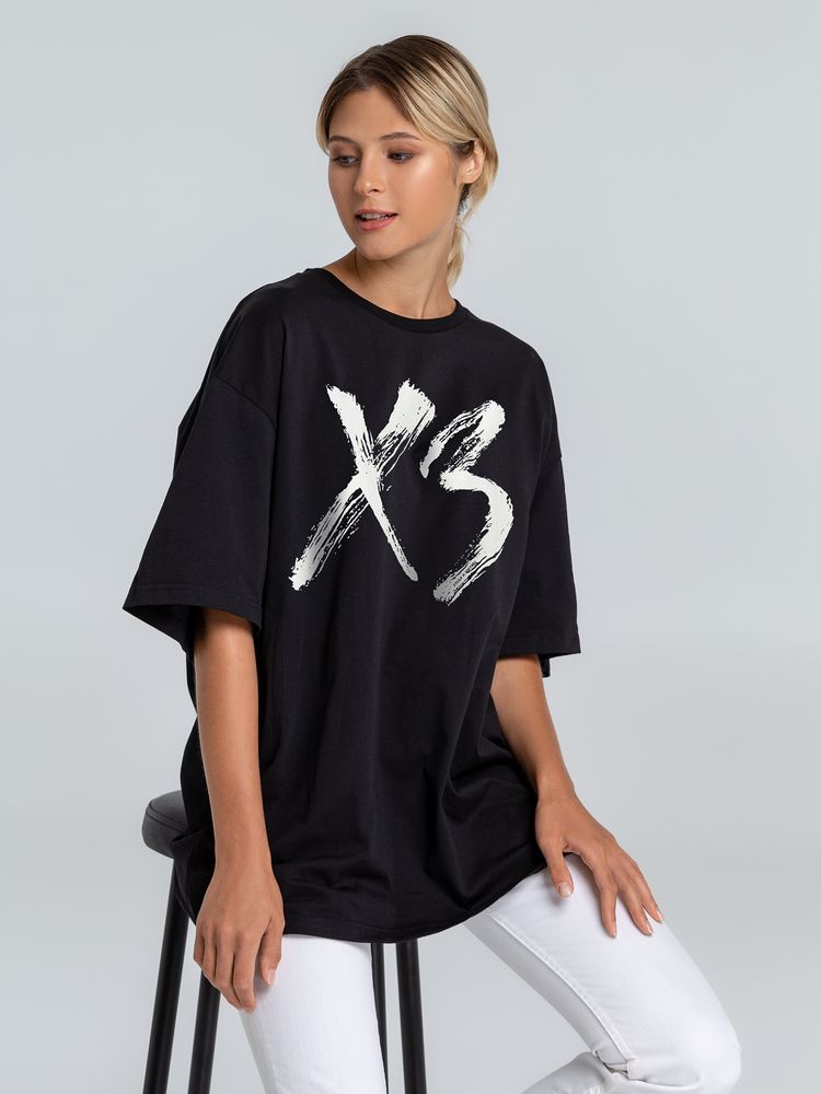 Футболка оверсайз «ХЗ», черная, размер XS/S