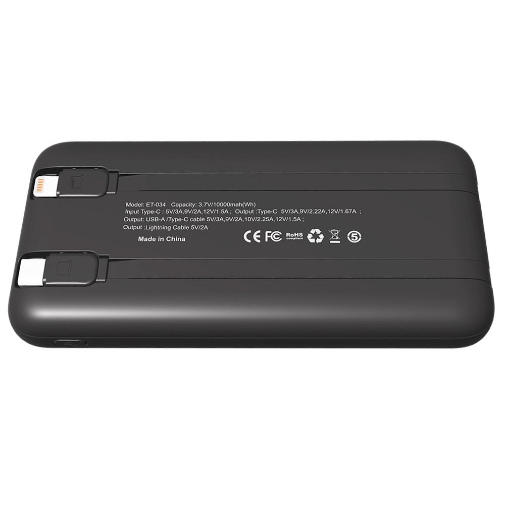 Внешний аккумулятор Nero с быстрой зарядкой (до 22,5W), 10000 mAh, чёрный