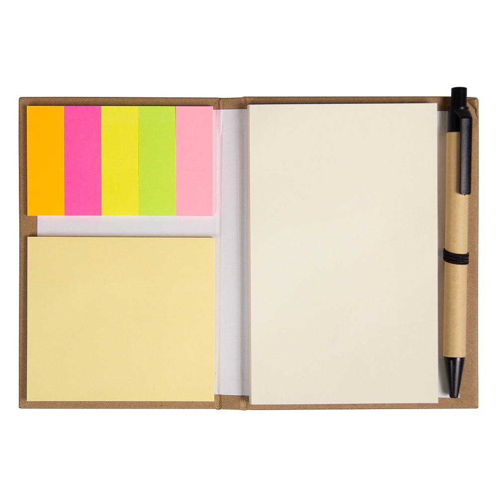 Блокнот А6  Stick and go с ручкой и набором стикеров в твердом переплете,  размер 11*14,5*1 см